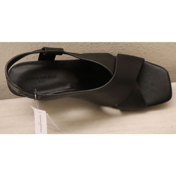 Banana Republic 888144 Women Sz 8.5 Black Leather Crossover Heeled Sandals - Picture 9 of 13